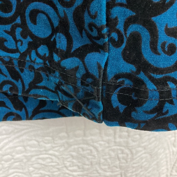 DG2 Diane Gilman Baroque Jacquard Damask Peacoat Trench sz XL Teal Black - Picture 16 of 16